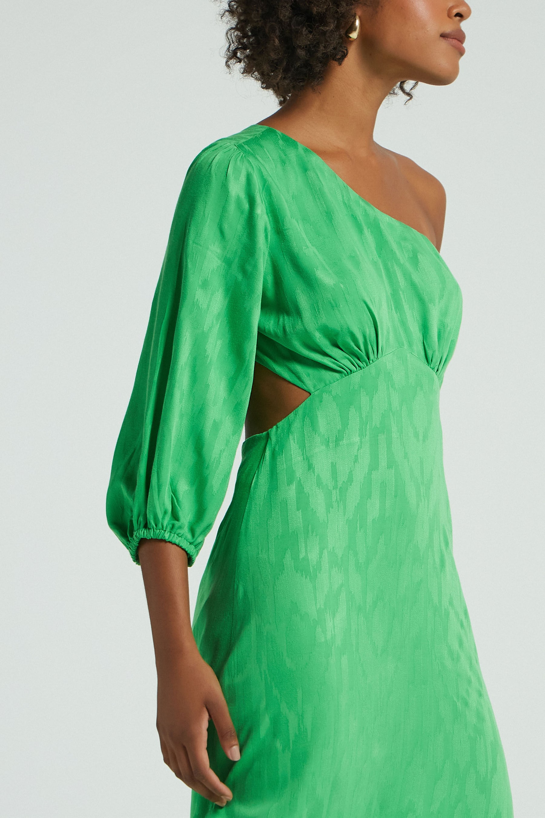 VESTIDO LONGO 1 OMBRO IKAT-VERDE